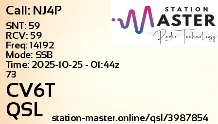 QSL Card for CV6T QSO with NJ4P