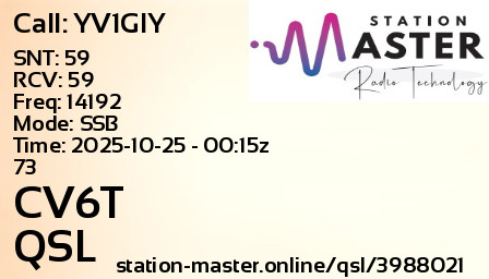 QSL Card for CV6T QSO with YV1GIY