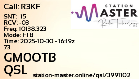 QSL Card for GM0OTB QSO with R3KF