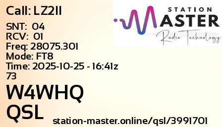 QSL Card for W4WHQ QSO with LZ2II