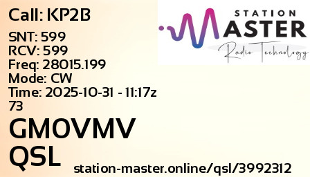 QSL Card for GM0VMV QSO with KP2B