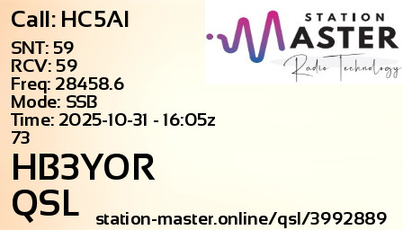 QSL Card for HB3YOR QSO with HC5AI