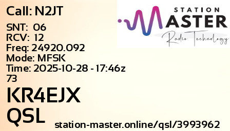 QSL Card for KR4EJX QSO with N2JT