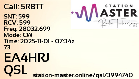 QSL Card for EA4HRJ QSO with 5R8TT