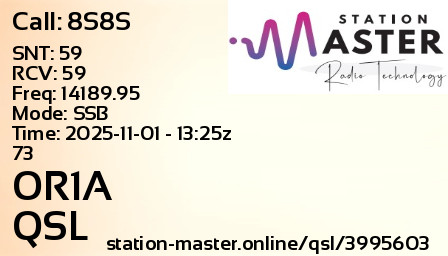 QSL Card for OR1A QSO with 8S8S