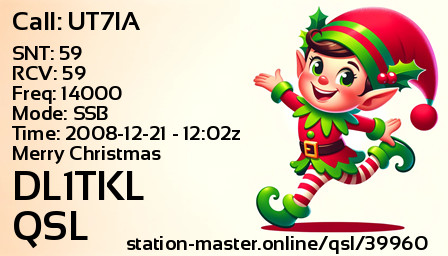 QSL Card for DL1TKL QSO with UT7IA