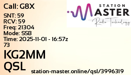 QSL Card for KG2MM QSO with G8X