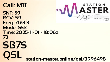 QSL Card for SB7S QSO with M1T