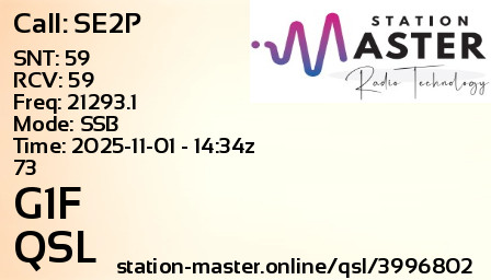QSL Card for G1F QSO with SE2P