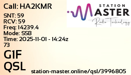 QSL Card for G1F QSO with HA2KMR