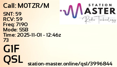 QSL Card for G1F QSO with M0TZR/M