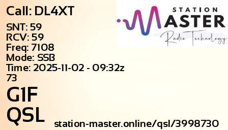 QSL Card for G1F QSO with DL4XT