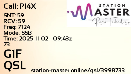 QSL Card for G1F QSO with PI4X