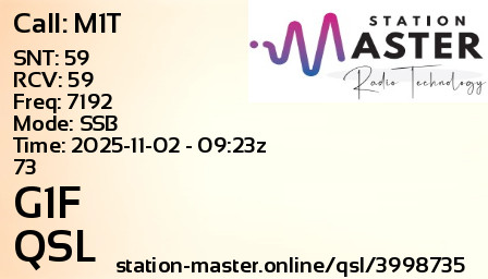 QSL Card for G1F QSO with M1T