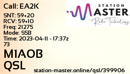 QSL Card for M1AOB QSO with EA2K
