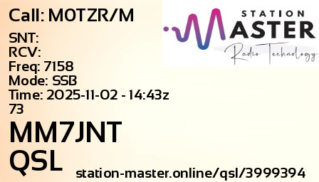 QSL Card for MM7JNT QSO with M0TZR/M