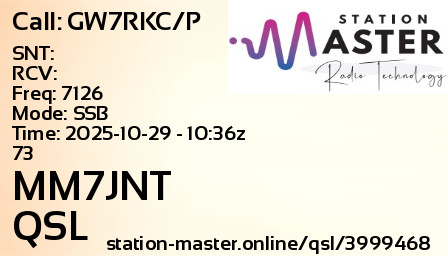 QSL Card for MM7JNT QSO with GW7RKC/P
