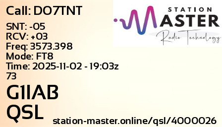 QSL Card for G1IAB QSO with DO7TNT