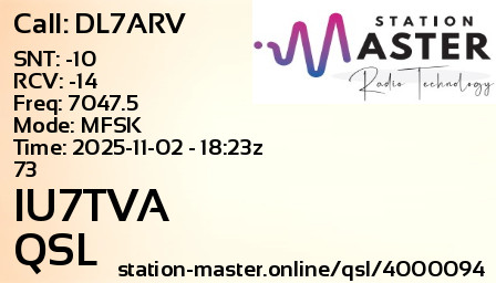 QSL Card for IU7TVA QSO with DL7ARV