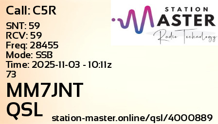 QSL Card for MM7JNT QSO with C5R