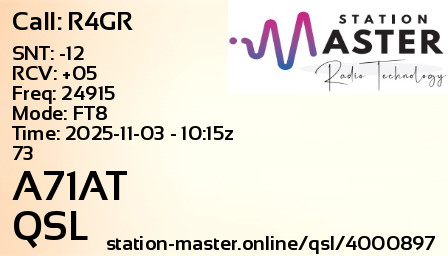 QSL Card for A71AT QSO with R4GR
