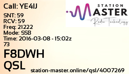 QSL Card for F8DWH QSO with YE4IJ