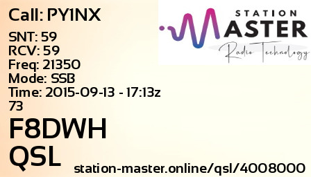 QSL Card for F8DWH QSO with PY1NX