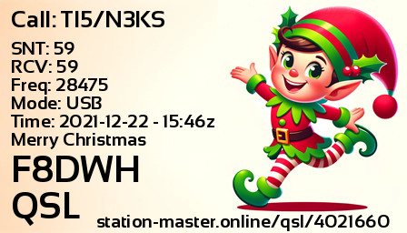 QSL Card for F8DWH QSO with TI5/N3KS
