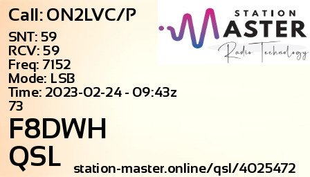 QSL Card for F8DWH QSO with ON2LVC/P