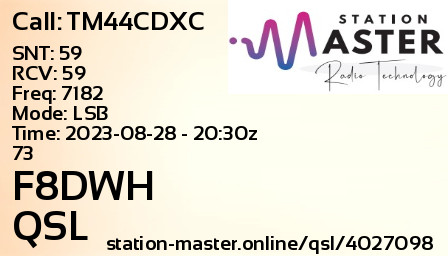 QSL Card for F8DWH QSO with TM44CDXC