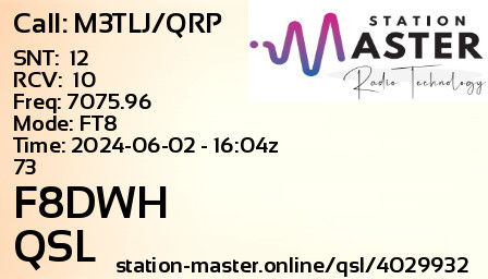 QSL Card for F8DWH QSO with M3TLJ/QRP