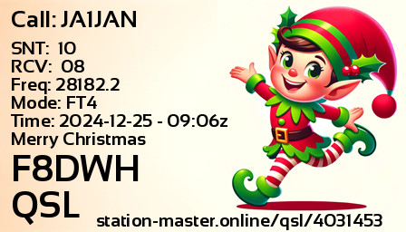 QSL Card for F8DWH QSO with JA1JAN