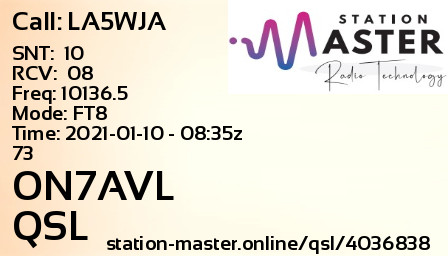 QSL Card for ON7AVL QSO with LA5WJA