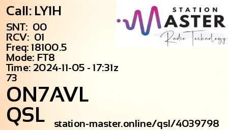 QSL Card for ON7AVL QSO with LY1H