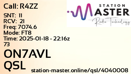 QSL Card for ON7AVL QSO with R4ZZ