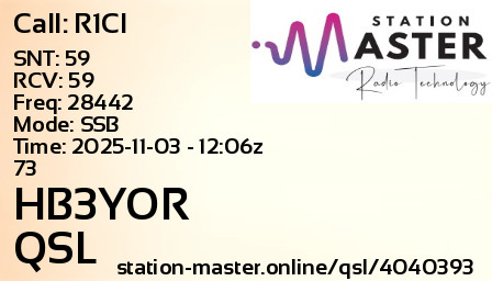 QSL Card for HB3YOR QSO with R1CI