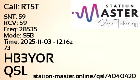 QSL Card for HB3YOR QSO with RT5T