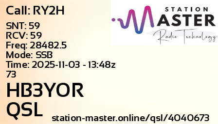 QSL Card for HB3YOR QSO with RY2H