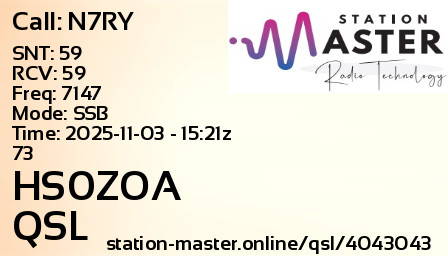 QSL Card for HS0ZOA QSO with N7RY