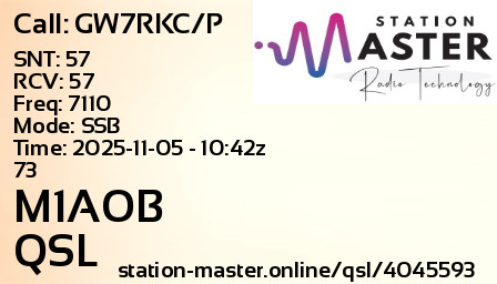 QSL Card for M1AOB QSO with GW7RKC/P