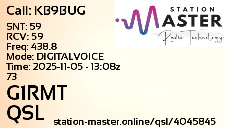QSL Card for G1RMT QSO with KB9BUG