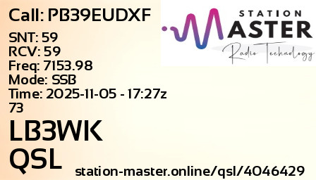 QSL Card for LB3WK QSO with PB39EUDXF