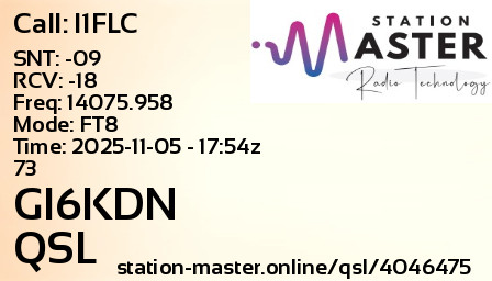QSL Card for GI6KDN QSO with I1FLC