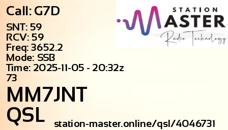QSL Card for MM7JNT QSO with G7D