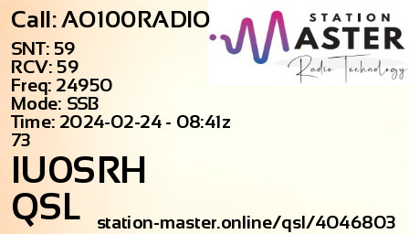 QSL Card for IU0SRH QSO with AO100RADIO
