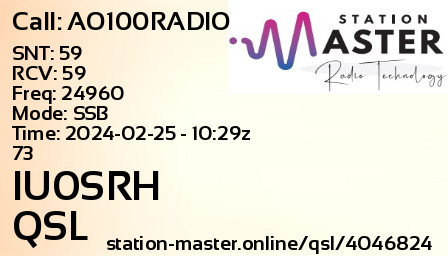 QSL Card for IU0SRH QSO with AO100RADIO