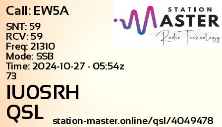 QSL Card for IU0SRH QSO with EW5A