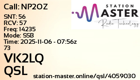 QSL Card for VK2LQ QSO with NP2OZ