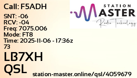 QSL Card for LB7XH QSO with F5ADH