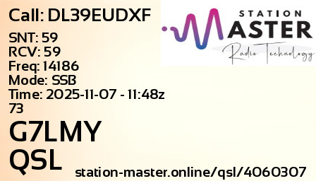 QSL Card for G7LMY QSO with DL39EUDXF